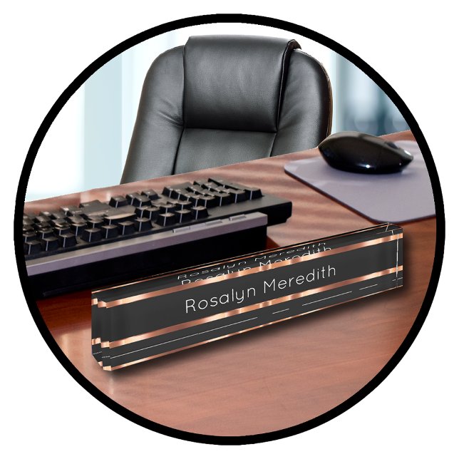 Classy Rose Monogram Executive Desk Design Name Plate (Creator Uploaded)