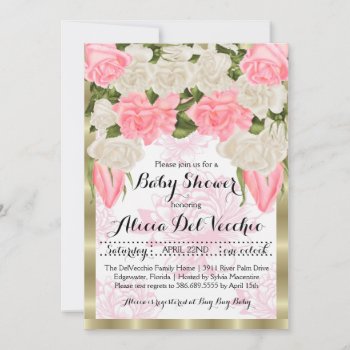 Classy Rose Theme Baby Shower Invitation by ForeverAndEverAfter at Zazzle