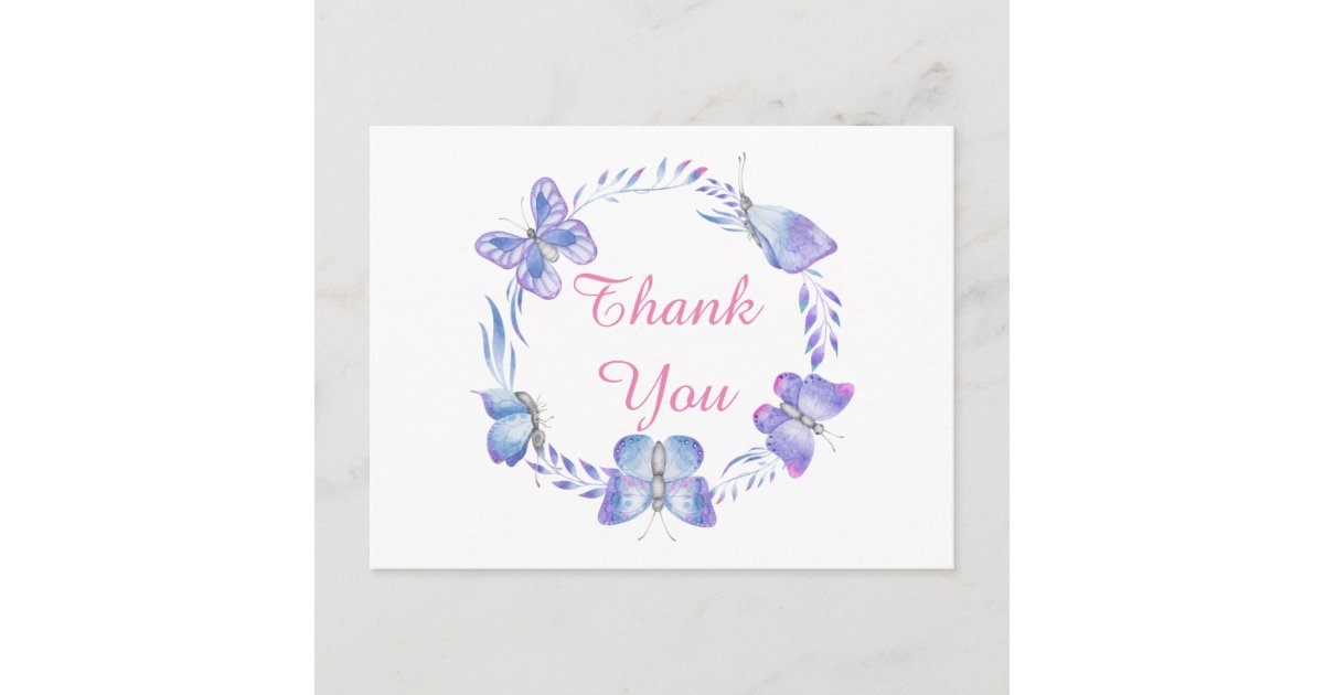 Thank You Rfs Classy Round Butterflies Thank You With Envelopes Postcard | Zazzle