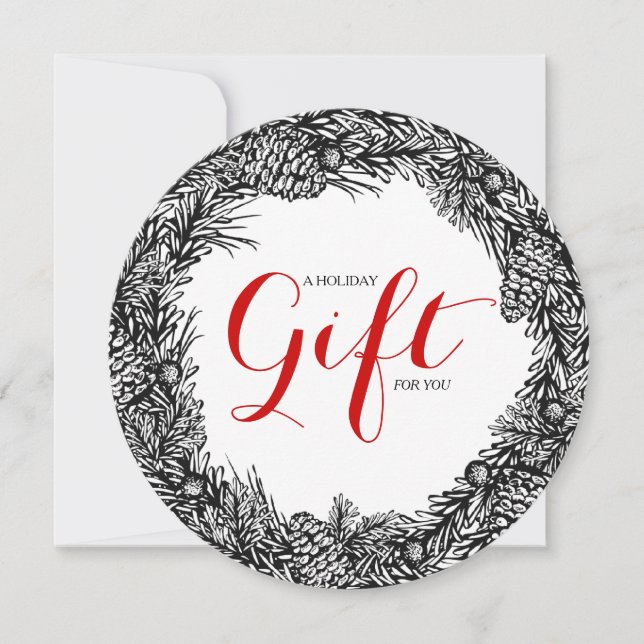 Classy Round Holiday Gift Certificates Card (Front)