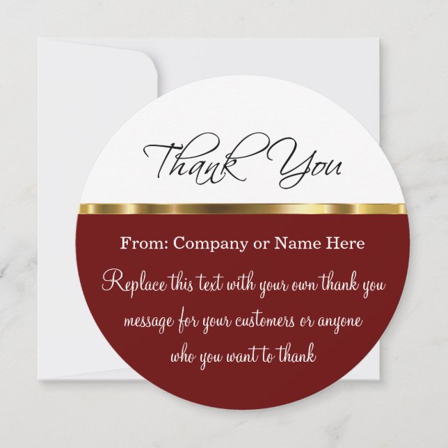 Classy Round Thank You Cards With Envelopes (Front)