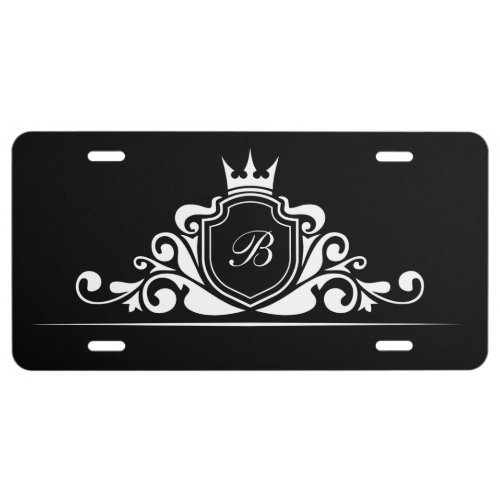 Classy Royal Crown Monogram Car Tag License Plate