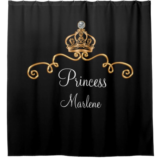 Classy Royal Princess Monogram Style Shower Curtain (Front)