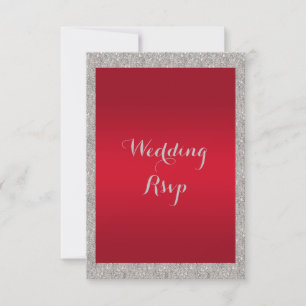 Classy Ruby Red & Sparkly Bauble Christmas Wedding RSVP Card