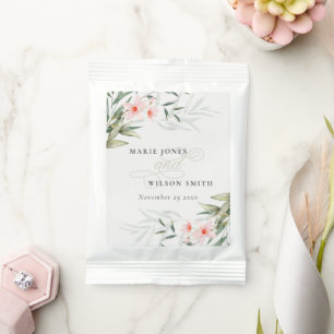 Classy Rustic Blush Greenery Floral Bunch Wedding Margarita Drink Mix