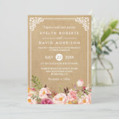 Classy Rustic Floral Frame Kraft | Formal Wedding Invitation (Standing Front)