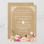 Classy Rustic Floral Frame Kraft | Formal Wedding Invitation (Front/Back)