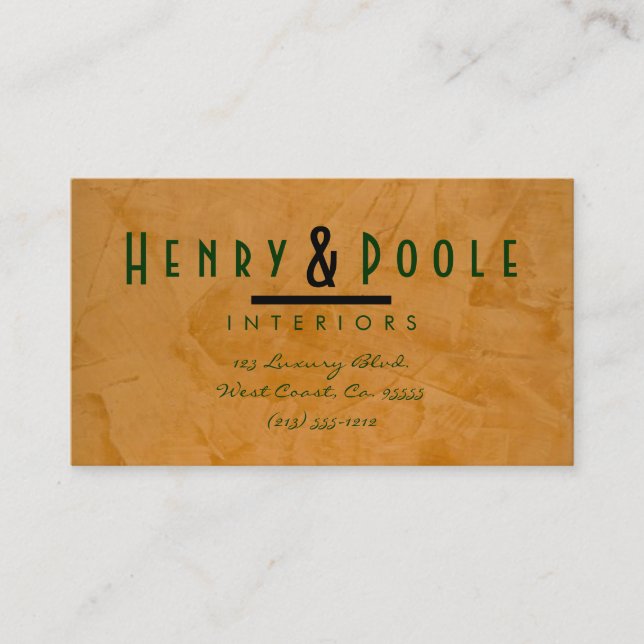 Classy Rustic Interior Designer Business Cards (Front)