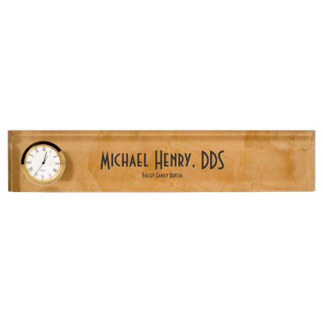 Classy Rustic Orange Dentist Desk Nameplate (Front)