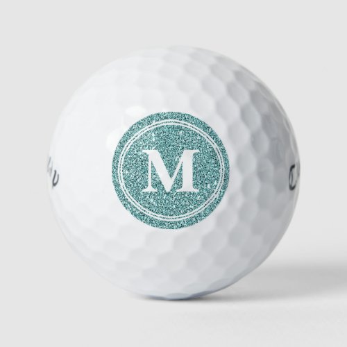 Classy Sage Glitter Sparkly Monogam Personalized Golf Balls