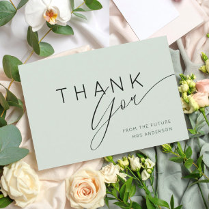 Classy Sage Green Thank You Bridal Shower Card