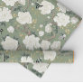 Classy Sage Green White Chinoiserie Flowers Birds Wrapping Paper