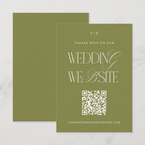 Classy Sage Green & White Wedding Website Online RSVP Card