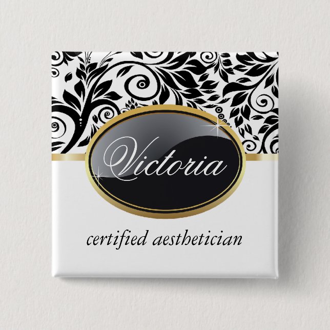 Classy Salon Name Tag Pinback Button (Front)