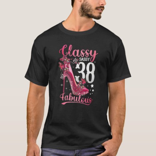 Classy Sassy 38 And Fabulous 38th Birthday Floral  T_Shirt