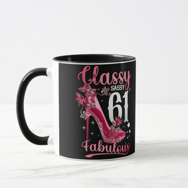 Classy Sassy 61 And Faburlous 61st Birthday Floral Mug (Left)
