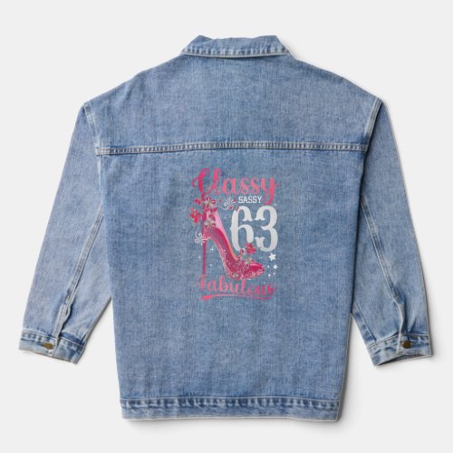 Classy Sassy 63 And Fabulous 63rd Birthday Floral  Denim Jacket