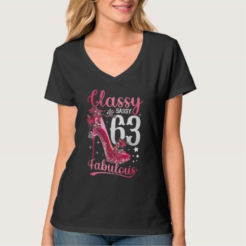 Classy Sassy 63 And Fabulous 63rd Birthday Floral  T_Shirt
