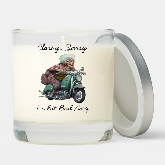 Classy, Sassy and a bit Bad Assy Funny Aging Humor Scented Candle (Lid)