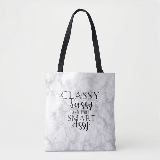 Classy, Sassy And A Bit Smart Assy Marble Tote Bag (Front)
