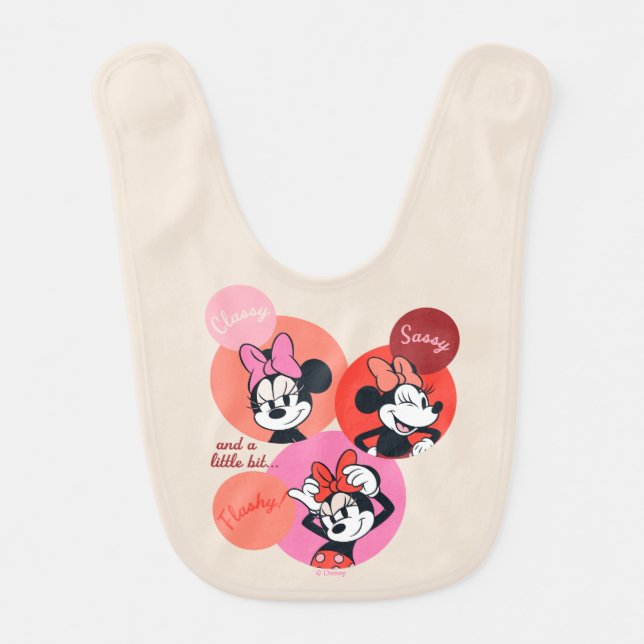 Classy Sassy and a Little Bit Flashy Minnie Baby Bib (Front)