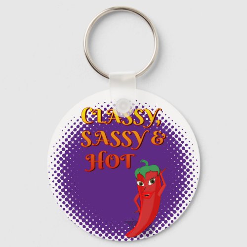 Classy Sassy And Hot Pepper Diva Purple Keychain