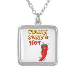 Classy Sassy And Hot Pepper Diva Silver Plated Necklace