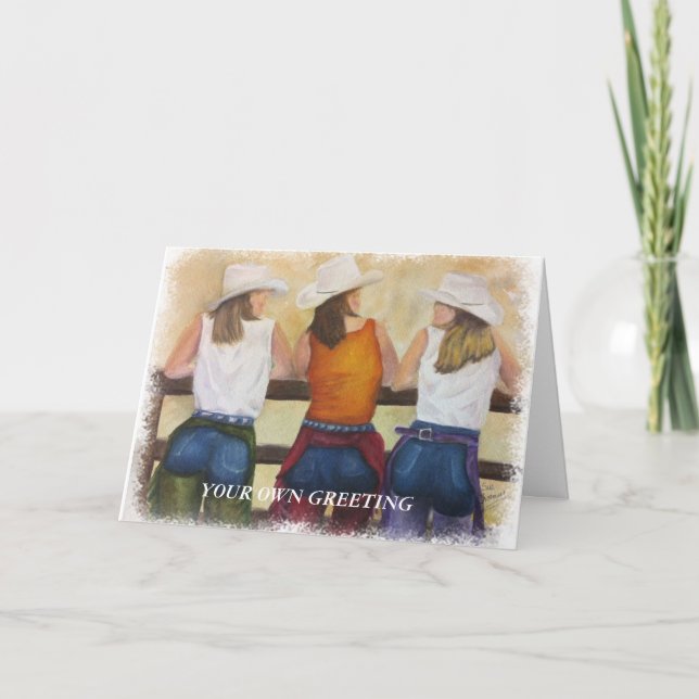 CLASSY SASSY COWGIRLS CUSTOMIZABLE GREETING CARDS (Front)