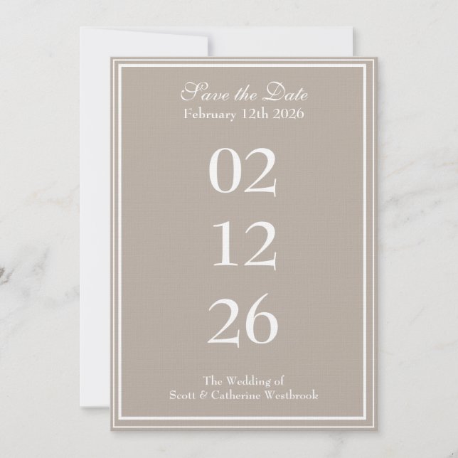 Classy Save the Date Wedding Announcement (Front)