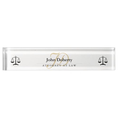 Classy Scales of Justice  Black Desk Name Plate