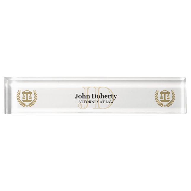 Classy Scales of Justice | Black Desk Name Plate (Front)
