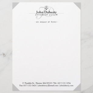 Classy Scales of Justice   Black White Letterhead