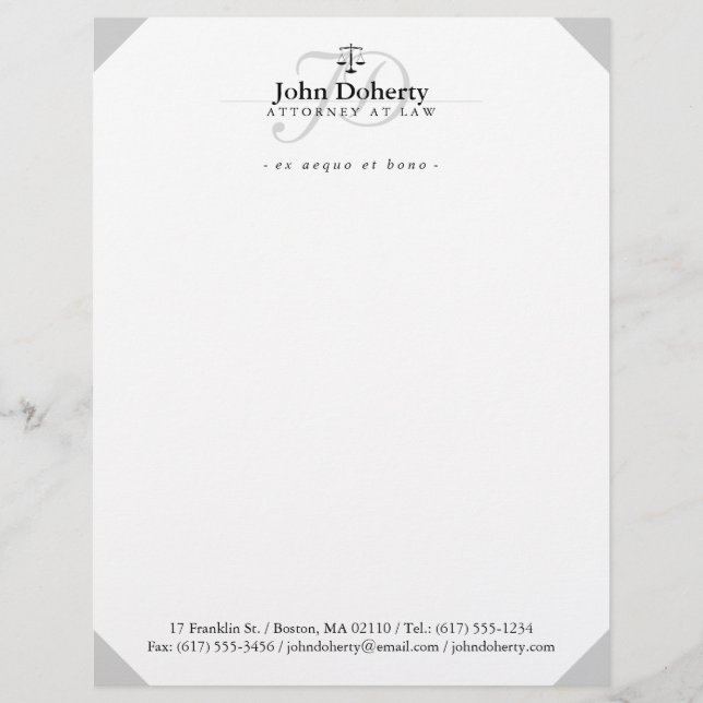 Classy Scales of Justice | Black White Letterhead (Front)