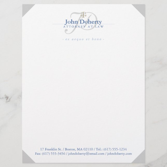 Classy Scales of Justice | Blue Letterhead (Front)