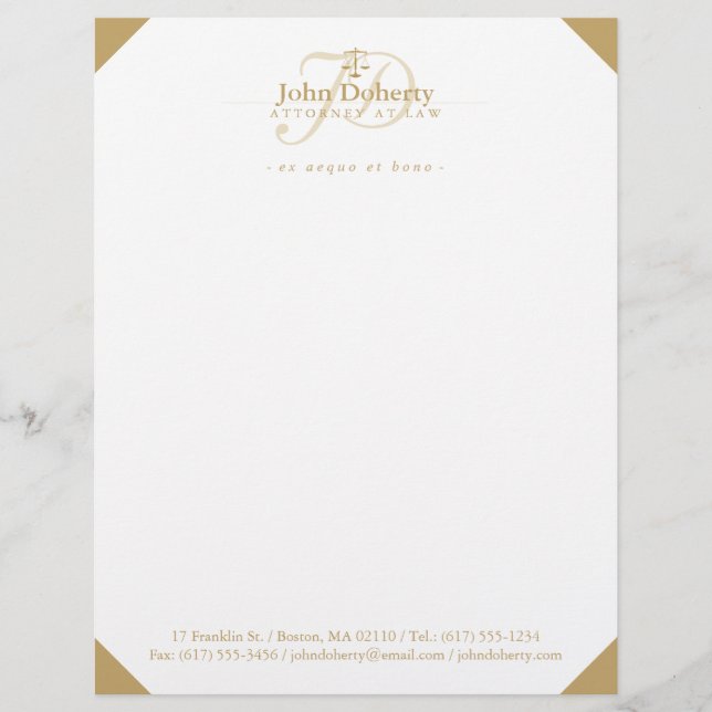 Classy Scales of Justice | Gold Letterhead (Front)
