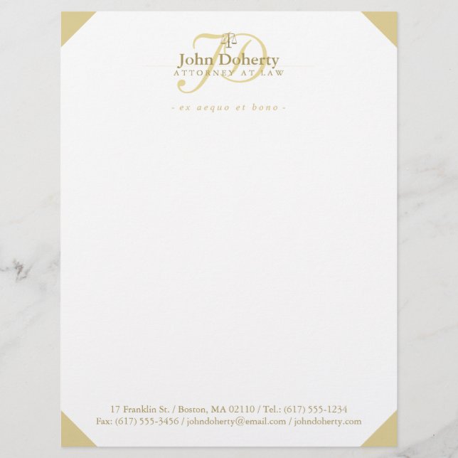 Classy Scales of Justice | Gold Letterhead (Front)
