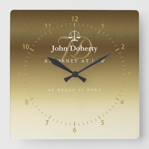 Classy Scales of Justice  Graphic Gold Metallic Square Wall Clock