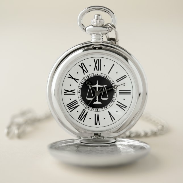Classy Scales of Justice | Law Best Gifts Pocket Watch (Inside)