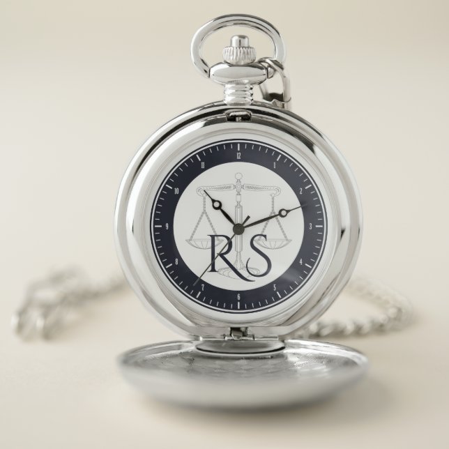 Classy Scales of Justice | Law Office Best Gifts Pocket Watch (Inside)