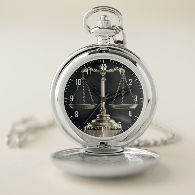 Classy Scales of Justice | Lawyer Best Gifts Pocket Watch (Inside)