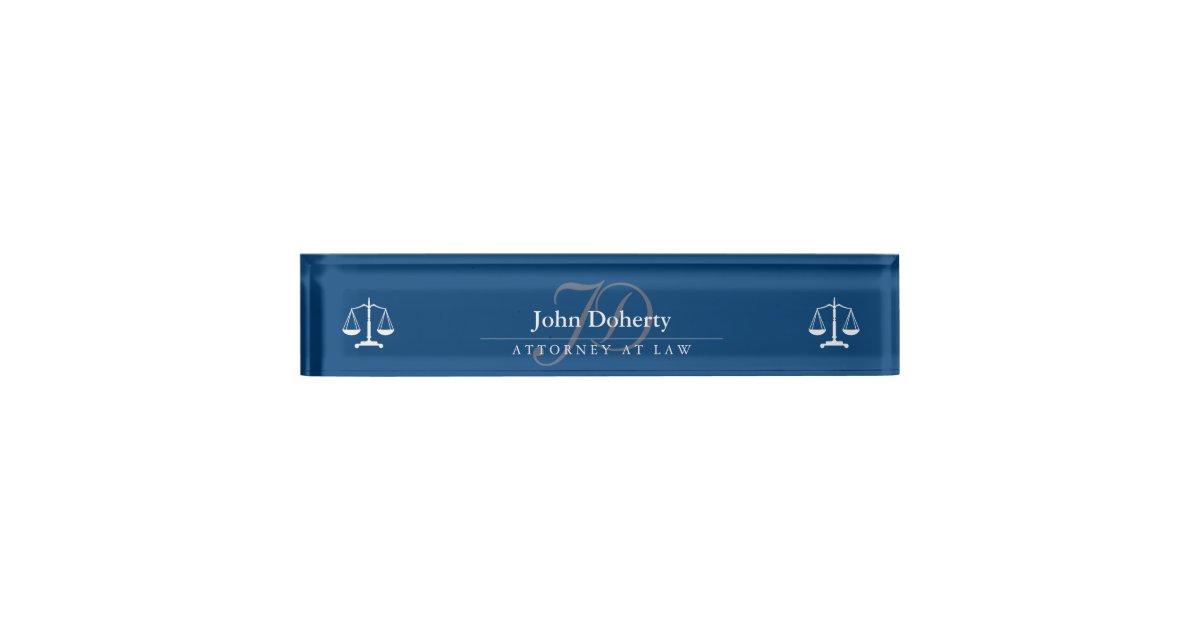 Classy Scales Of Justice Navy Blue Desk Name Plate Zazzle Com