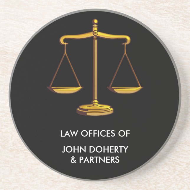 Classy Scales of Justice Sandstone Coaster (Front)