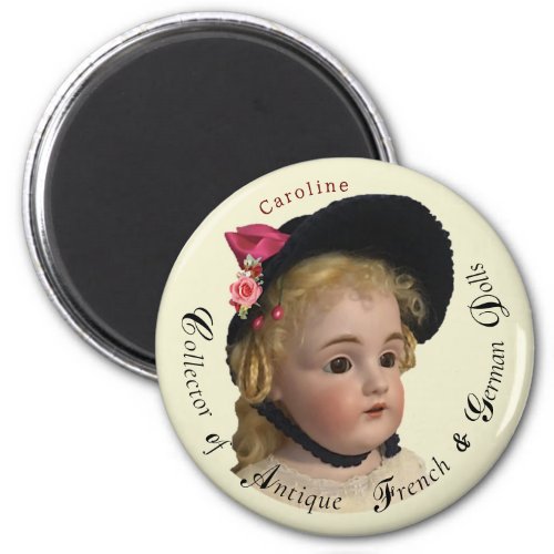 Classy Script Antique Dolls Collector Magnet