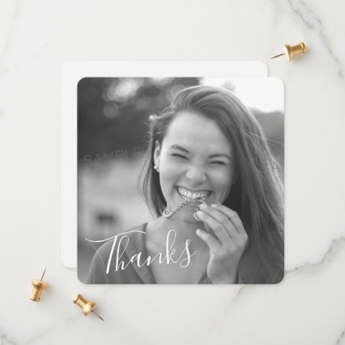 Classy Script BlackWhite Thanks Graduation Photo Save The Date