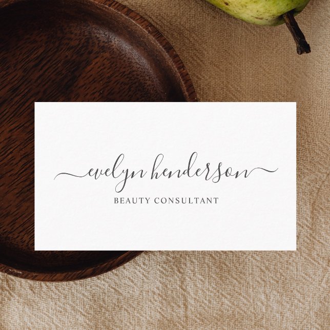 Classy Script Calligraphy Minimal White Business Card