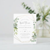 Classy Script Geometric Greenery Bridal Shower Invitation Postcard (Standing Front)