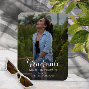 Classy Script Graduate Two Photo Graduation Magnet