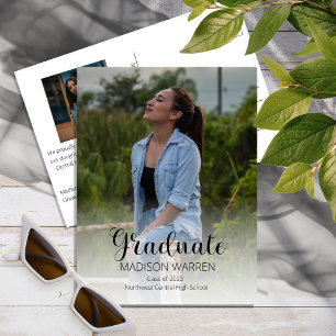 Classy Script Graduate Two Photo Graduation Postcard