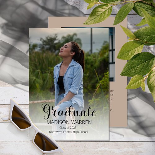 Classy Script Graduate Two Photo Graduation Sand Invitation