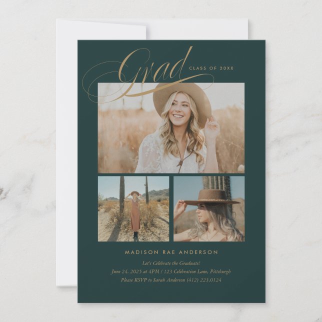 Classy Script Graduation Announcement Card (Front)